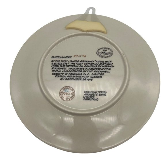 1975 Norman Rockwell Christmas Plate Edwin M Knowles 8.25" Angel w/ Black Eye - Picture 3 of 5